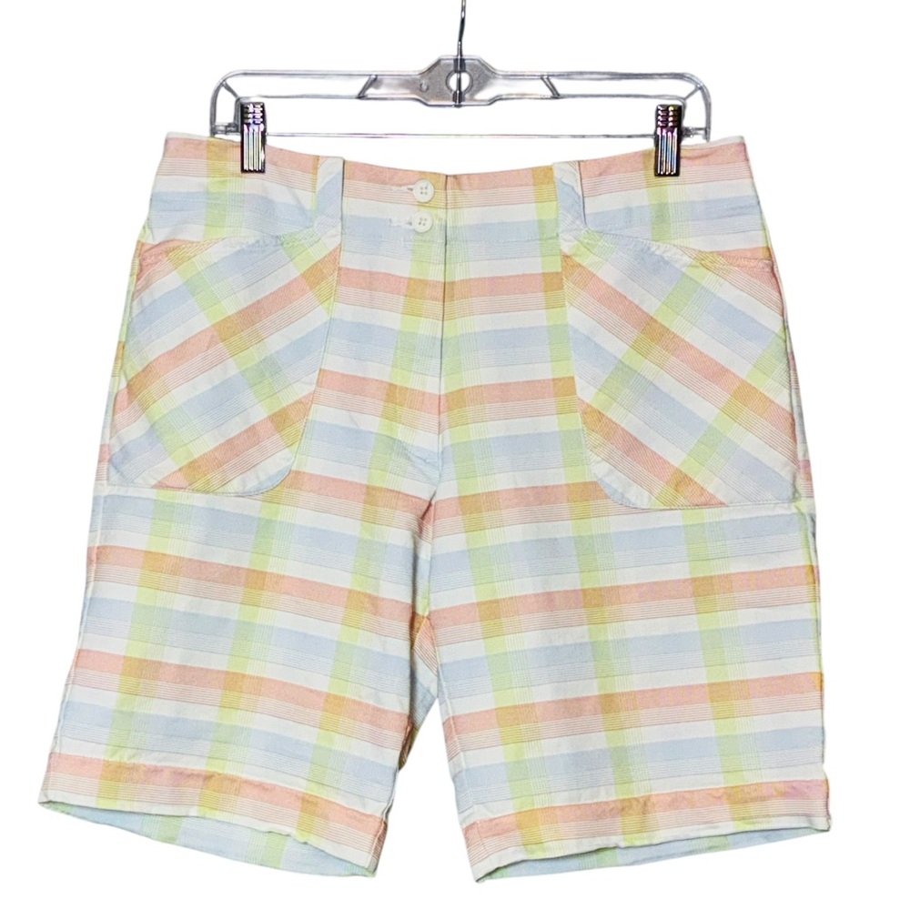 Nike Dri-fit Performance Golf White Pastel Plaid Shorts Back & Fronts Pockets